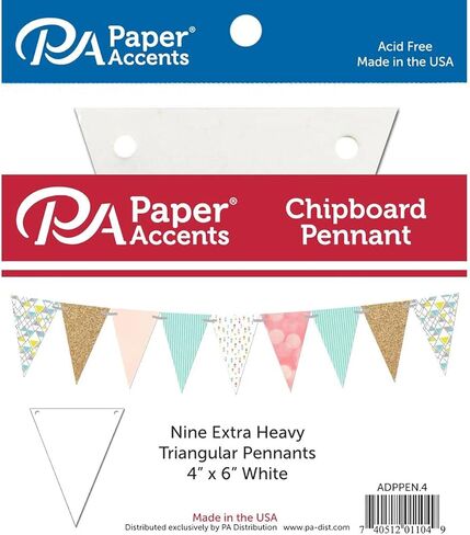 Accent Design Paper Accents Chip Pennant 4x6 9pc White in Saudi Arabia