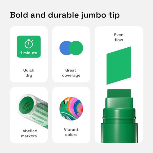 ARTISTRO Poster Markers Jumbo Set Acrylic Markers with 15mm Wide Jumbo Tip for Murals, Tagging, Posters - Large for Rock, Wood, Plastic, Leather, Metal, Fabric, Ceramic in Saudi Arabia