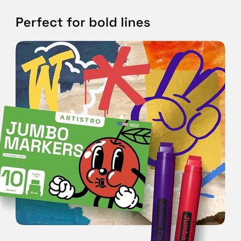ARTISTRO Poster Markers Jumbo Set Acrylic Markers with 15mm Wide Jumbo Tip for Murals, Tagging, Posters - Large for Rock, Wood, Plastic, Leather, Metal, Fabric, Ceramic in Saudi Arabia