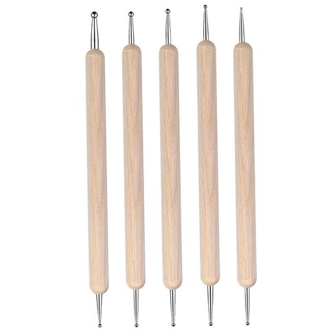 5PCS Embossing Tool Dual Tips Dotting Tools for Painting & Sculpting Steel Embossing Pen with Wooden Handle for Transfer Paper Nail Art Nail Art Dotting Tool in Kuwait