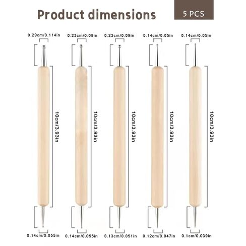 5PCS Embossing Tool Dual Tips Dotting Tools for Painting & Sculpting Steel Embossing Pen with Wooden Handle for Transfer Paper Nail Art Nail Art Dotting Tool in Kuwait
