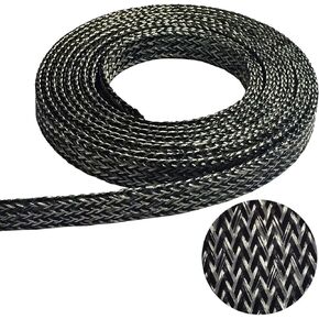 Electriduct 1/8" Tinned Copper Metal PET Expandable Braided Sleeving Flexible Cable Mesh - 25 Feet