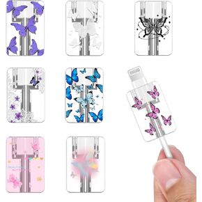 واقي كابل رخامي لطيف لهاتف iPhone Type-c، نمط رخامي فاخر فريد من نوعه 8 قطع واقي سلك كابل USB ناعم، واقي سلك الشحن، أداة تقطيع الكابل، موفر سلك كابل للنساء والفتيات in Kuwait