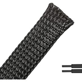 PET Expandable Braided Sleeving Wire Loom 1/2 Inch Cable Wrap Cable Sleeve Wire Protector Sleeve Tubing 25Feet, Blue&Black in Kuwait