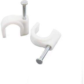 100 Round 1/2 Inches (12 mm) Cable Wire Clips Cable Management Cord Tie Holder Coaxial Nail in Clamps Tacks