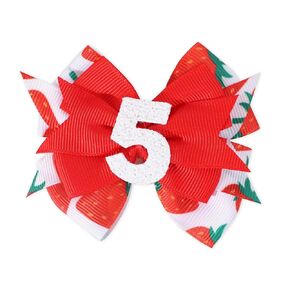 Strawberry Bow Hair Clip for 1st Birthday - Girls First Birthday Party Decoration, Berry Sweet Hair Accessories