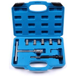 SCITOO 10pcs Seat Cutter Diesel Injector Set with Flat Reamer T-Handle Angled Reamer Hex Key Fit for Mercedes-Benz PSA Renault Bosch
