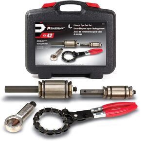 Powerbuilt 4 Piece Exhaust Pipe Tool Set, Repair Tailpipes, Expanders, Removing Dents, Chain Cutter, Nut Splitter, Import and Domestic Vehicles 648612
