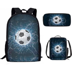 AFPANQZ Teenagers Backpack Set Wolf School Bags Rucksack Insulated Thermal Lunch Boxes Tote Bag with Side Bottle Pocket Small Pencil Case for Teen Boys 3 Pack