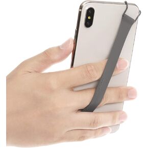 TFY Security Silicon Hand Strap Holder Compatible with iPhone 15 Pro Max / 14 Pro / 13 12 Pro / 11 / Xs Max/XR / 8 Plus/SE and Galaxy Note 20 / Galaxy S23 / S22 / S21 and Other Smartphones (Gray)