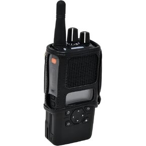 Kenwood NX3200 NEXEDGE Carry Belt Holder Case, Turtleback Holder fits Kenwood NX-3200/3300/3400 Series Radio Black Leather Duty Belt Holster with Heavy Duty Rotating Belt Clip