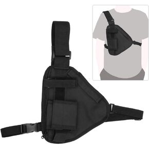 Radio Holster Radio Chest Harness, Walkie Talkie Chest Bag Portable Vest Chest Bag with Multi Layers Pouch, 10.2x6.69inches Single Radio Pouch Bag with Adjustable Shoulder Strap Black