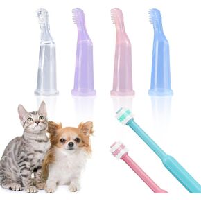 Pawsitive Vibes Pet Dental Care Kit | Cat Finger Toothbrush | Small Dogs & Cats | Secure Grip Thumb Brushes | Gentle Silicone Bristles | Anti-Bite & Extended Design in Kuwait