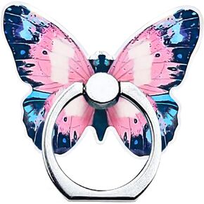 Cell Phone Ring Holder, Butterfly Phone Ring Grip Stand 360°Rotation Finger Ring Kickstand Compatible with iPhone,All Android Smartphone (Blue)