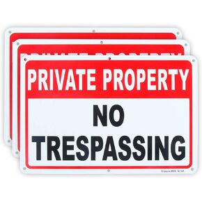 3 Pack Private Property No Trespassing Sign 10"x 7" .04" Aluminum Reflective Sign Rust Free Aluminum-UV Protected and Weatherproof