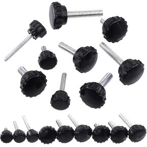 Swpeet 48 قطعة 9 مقاسات M4 M5 M6 أسود دائري ذكر خيط مخرش لقط المقابض قبضة الإبهام برغي مجموعة متنوعة، مقبض مخرش مسامير قبضة لإزالة مسامير التثبيت السريع in Kuwait