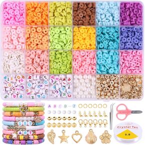 Wutubug 4000pcs Clay Beads Bracelet Making Kit for Girls, Friendship Bracelet Kit with Letters, Spacer Heishi Beads for Jewelry Making