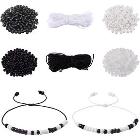 Pandahall Morse Code Bracelet Jewelry Making Kit Including 1170Pcs 4mm Round Glass Seed Beads 21.8 Yards 0.8mm Nylon Cord for Handmade Bracelet Necklace Jewelry Crafts