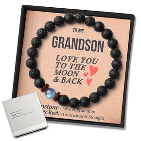 TAKANAP Moon Stone Bracelet for Dad/Boyfriend/Husband/Gandpa/Grandson, Anniversary Birthday Christmas Valentines 'Day Gift for Him Men (To Dad)