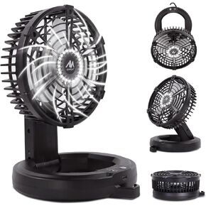Foldable Camping Fan Rechargeable, Ayamaya 10400mAh Portable Battery Powered Camping Fan for Tents, Hangable USB Fans with LED Lantern Suitable for Fishing, Camping, BBQ, Workplace,Tent Fan with Light