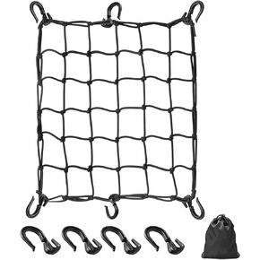 Kayphyeo Heavy Duty Motorbike Bungee Cargo Net with 10 Hooks Large Capacity Motorcycle Cargo Net Travel Luggage Rack Stretchable Elastic Bike Load Cargo Securing (Net Size: 15 x15in)