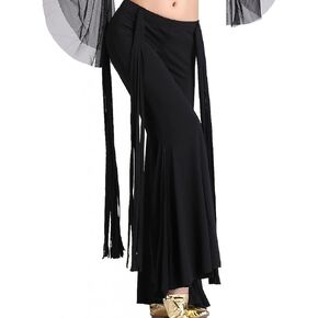 ZLTdream Women's Belly Dance Pants with Long Tassel Crystal Cotton