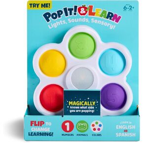 Chuckle & Roar - Pop It! and Learn - Educational and Electronic Popping Toy - Learn Numbers & Letters in Spanish or English - Great for Ages 6 Months to 2 Years