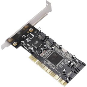 4 Port SATA PCIe 3.0 X1 Controller Card, 4 Port PCI to SATA RAID Card PCI Express to SATA 1.5 Gbps Sil3114 Chipset RAID Controller Card Adapter Support 4 Hard Drives