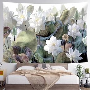 TYANC Lotus Flower Tapestry, Abstract Watercolor Floral Tapestry, Living Room Bedroom Wall Hanging for Home Decoration…