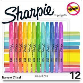 SHARPIE Pocket Style highlighters, Assorted Ink Colors, Chisel tip, Assorted Barrel Colors, 12/Pack