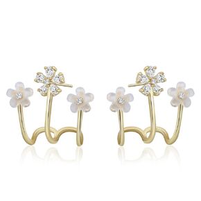 Gold Claw Stud Earrings Crawler Climber Earrings 925 Sterling Silver Cubic Zirconia Earrings Handmade Flower Earrings for Women
