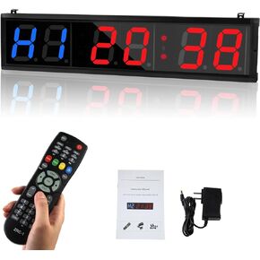 SMAHEAT Multifunctional Fitness Timer, Tabata/FGB/EOM Interval Timer, Garage Exercise, Gym, Boxing, School, Kitchen, etc. Clock Countdown/Stopwatch (1.5 inch Electronic Counting Board)