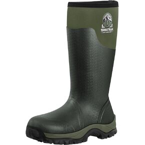 TerraTrax Rubber Hunting Boots for Men Muck Boots Waterproof 6mm Neoprene Rain Boots Outdoor Mud Boots for Hunting Gardening Farming Fashing Yard Working in All-Season