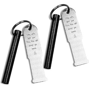 FERROFIRE KF525 Stay Safe Keychain Fire Starter with 2.5 Inch Long Ferro Rod and Striker for Camping Emergency (Pack of 2)