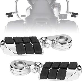 Sresk Motorcycle Highway Pegs Adjustable Highway Footpegs Footrest for Harley Touring Road King Road Glide Street Glide Electra Glide Softail Sportster with 1 1/4" Engine Bar (Chrome 2)