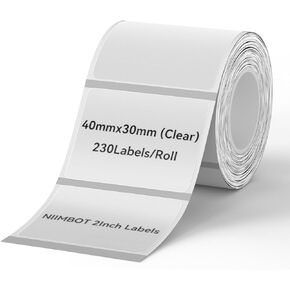 NIIMBOT Labels for B1/B21/B3S Label Maker, 50 x 30 mm (1.97'' x 1.18'') 230 Tapes/Roll, Thermal Label Tape, Waterproof, Oil-Proof for Home Office Small Business Labeling Tape Replacement(White)