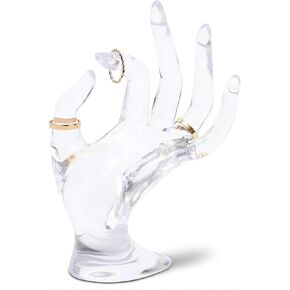 Juvale Clear Hand Shaped Ring Holder for Jewelry Display (6.3 Inches)