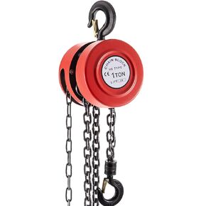 VEVOR Hand Chain Hoist, 2200 lbs /1 Ton Capacity Chain Block, 10ft/3m Lift Manual Hand Chain Block, Manual Hoist with Industrial-Grade Steel Construction for Lifting Good in Transport & Workshop, Red