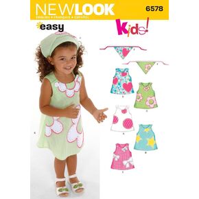 New Look Sewing Pattern 6578 Toddler Dresses, Size A (1/2-1-2-3-4)