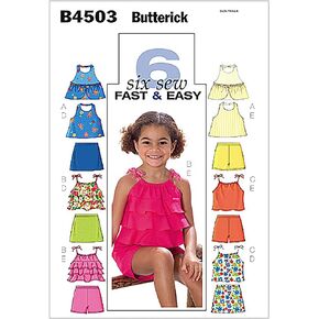 BUTTERICK PATTERNS B4503 Children's/Girls' Top, Skort and Shorts, Size CL (6-7-8)