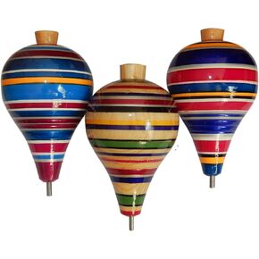 IER Mexican Trompos - 3 عبوات من القمصان الخشبية الدوارة ذات الأطراف المعدنية المصنوعة في المكسيك بجودة ممتازة (3 عبوات، ألوان متنوعة) in Kuwait