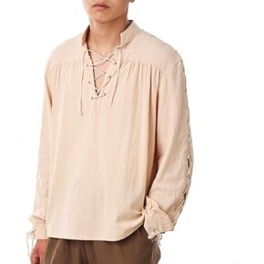 Mens Shirt Medieval Renaissance Viking Pirate Shirt Tops Blouses