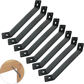 SRNETKJ 8 Pcs 7"x1-1/3" Inside Mount 45-Degree Angle Bracket, 6 Hole Heavy Duty Corner Brace Support, 45 Degree Angle Knee Braces Joint for Butt-Join Wood Post Beam, Steel Thickness 3mm