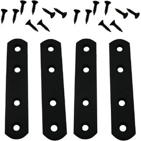Mending Plate HSCGIN 4PCS 94x20mm / 3.7x0.78inch Stainless Steel Flat Plate Straight Bracket Flat Black Metal Brace Bracket Mending Repair Joining Bracket with Screws for Wood Flat Straight Brace
