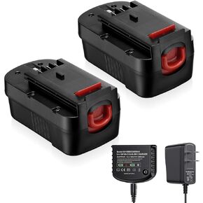 Powerextra 2Pack 3.7Ah 18V HPB18 Battery Compatible with Black and Decker HPB18 244760-00 A1718 HPB18-OPE A18 Firestorm FS180BX FS18BX FS18FL FSB18 and 9.6V-18V Charger (2 Batteries and 1 Charger)