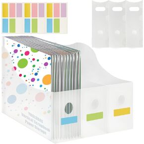 YHOLSDAS 12"x12" Paper Storage Organizer, 6 Pcs Vertical Scrapbook Paper Storage with 12 Pcs Sticky Index Tabs, Foldable Scrapbook Paper Storage Organizer for Files, Cardstock, Magazines