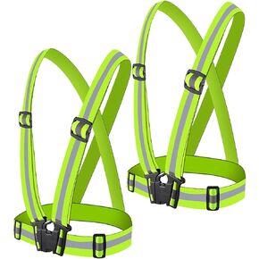 HEHEBON Reflective Safety Vests Belts,High Visible Reflective Gear for Nighttime Running Biking Motorcycle Dog Walking, Adjustable Safety Vests fits Men Women Kids(2 Pack)