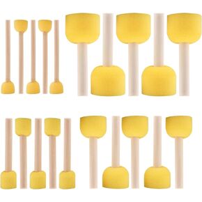 0.6" Round Foam Paint Brushes - Round Painting Sponges - Premium Foam Brushes - Sponge Brush Ideal Painting Tools for Kids, Acrylics & Varnishes (40 Pcs)