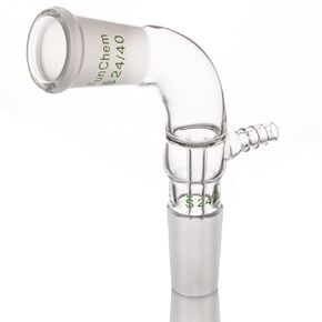 FunChem Glass 105 Degree Bent Vacuum Take Off Adapter, Short Stem with 24/40 Joints