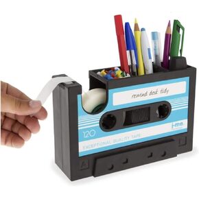 Creative Tape Pen Holder, Retro Cassette Tape Dispenser, Stationery Desk Tidy Container, Office Supplies Organizer Pencil Cup
